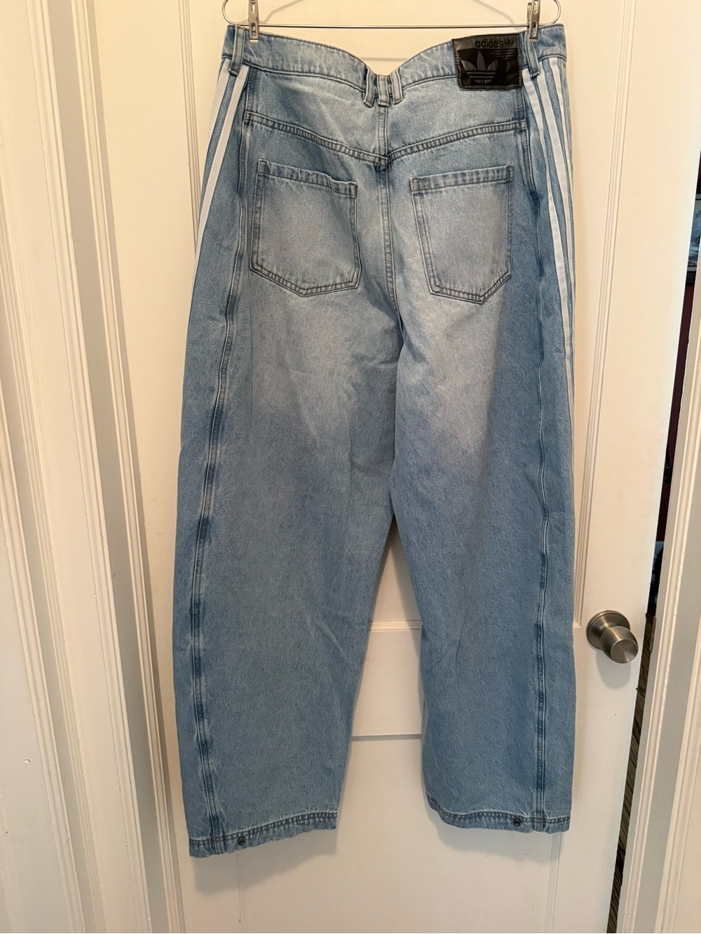 adidas Light Blue Baggy Jeans with Signature Side Stripes - Picture 3 of 4